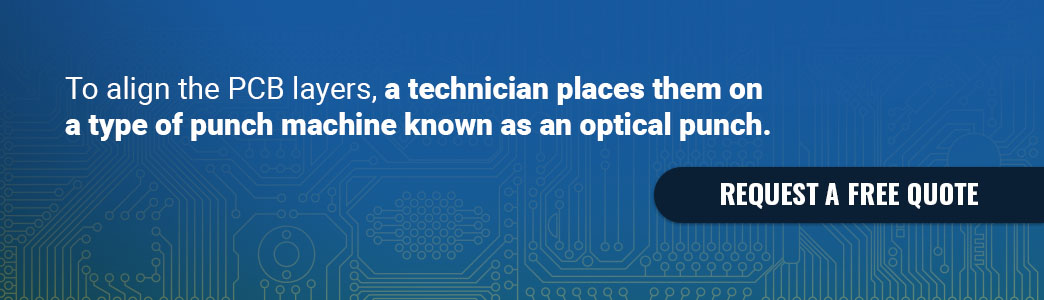 PCB layers are aligned on an optical punch